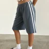 Motel Rocks Loungewear-Bena Short in Blue Mirage with White Stripe