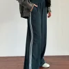 Motel Rocks Wide Leg Pants | Low Rise Pants-Bennett Trouser in Forest with Blue Stripe ForestwithBlueStripe