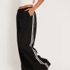 Motel Rocks Tailoring | Wide Leg Pants-Bennett Wide Leg Trouser in Tailoring Black with White Stripe TailoringBlackwithWhiteStripe
