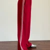 Motel Rocks Wide Leg Pants-Bennett Wide Leg Trouser in Tailoring Red with Pink Stripe TailoringRedwithPinkStripe