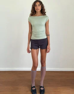 Motel Rocks Basics | Basic Tops-Bentley Ruched Top in Slinky Mint SlinkyMint