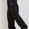Motel Rocks Loungewear | Wide Leg Pants-Benton Wide Leg Jogger in Black with Dark Grey Piping and 'M' Embroidery BlackwithDarkGreyPipingand'M'Embroidery
