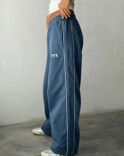 Motel Rocks Wide Leg Pants-Benton Wide Leg Jogger in Blue with 'M' Embroidery Bluewith'M'Embroidery
