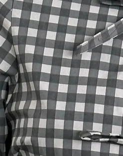 Motel Rocks Tailoring | Printed Tops-Bertaria Long Sleeve Top in Tonal Gingham Black and Grey