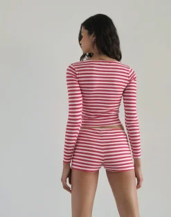 Motel Rocks Basic Tops | Long Sleeve Tops-Biga Long Sleeve Top in Red and White Stripe