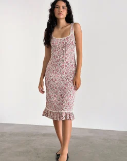 Motel Rocks Printed Dresses | Day Dresses-Bila Midi Dress in Pretty Ditsy PrettyDitsy