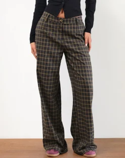 Motel Rocks Tailoring-Binar Trouser in Dark Brown Check