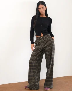 Motel Rocks Tailoring-Binar Trouser in Dark Brown Check