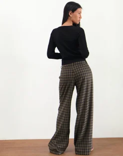 Motel Rocks Tailoring-Binar Trouser in Dark Brown Check