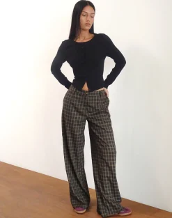 Motel Rocks Tailoring-Binar Trouser in Dark Brown Check