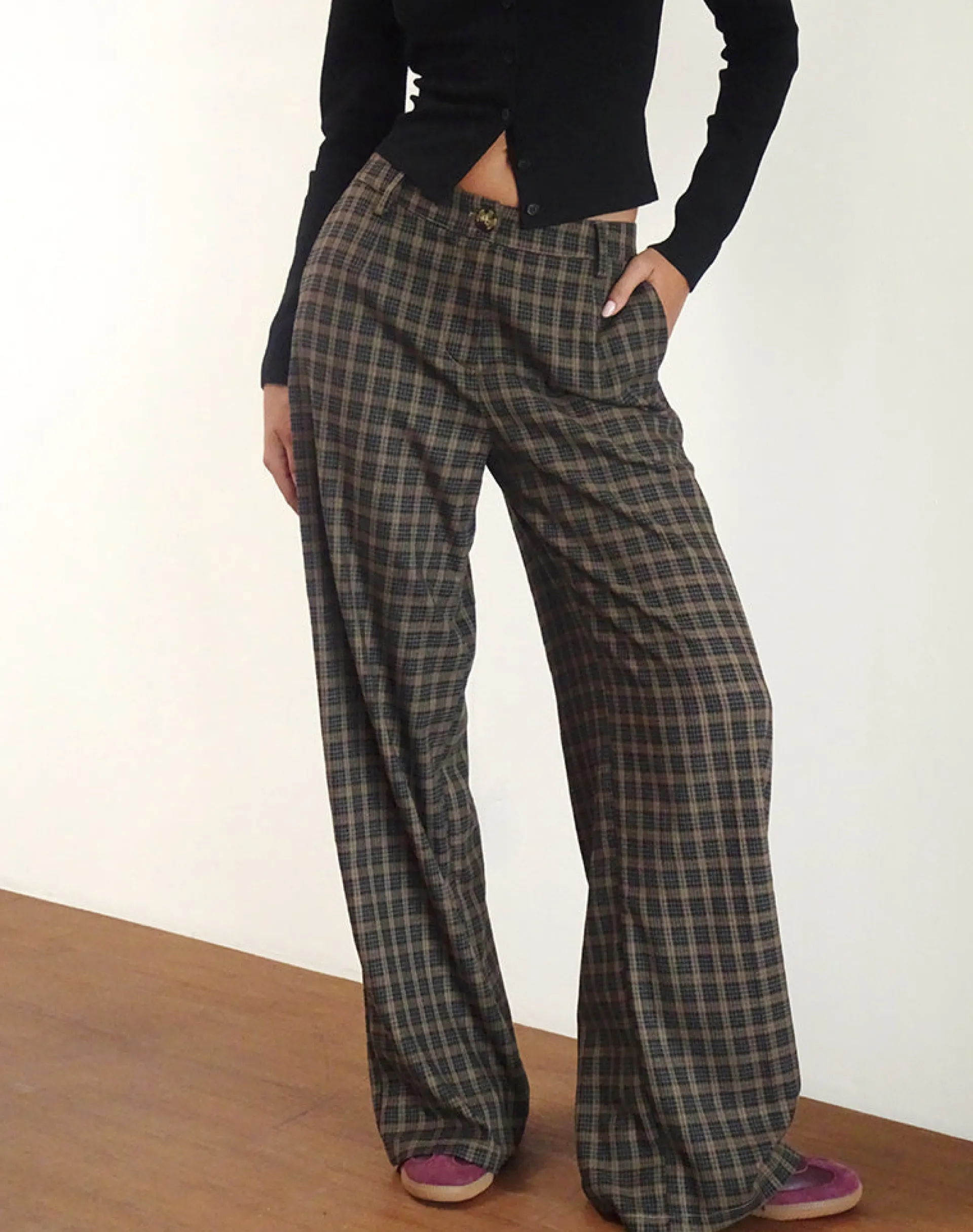Motel Rocks Tailoring-Binar Trouser in Dark Brown Check