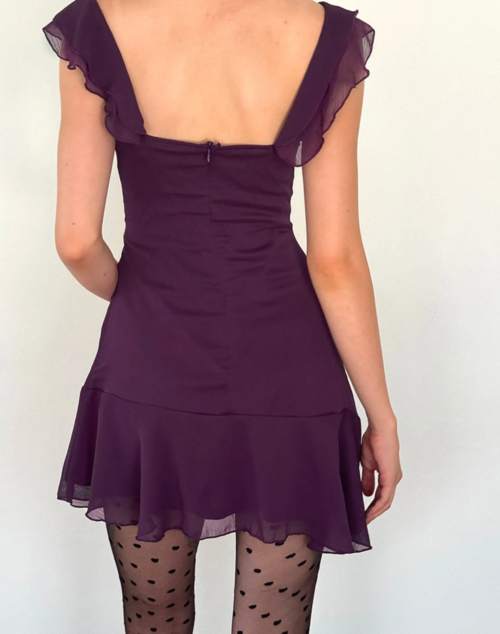 Motel Rocks Bodycon Dresses | Party Dresses-Binita Mini Dress In Chiffon Aubergine ChiffonAubergine