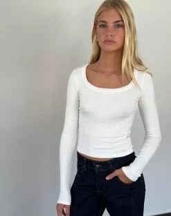Motel Rocks Basics | Basic Tops-Binlo Extra Long Sleeve Top in White