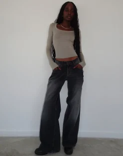 Motel Rocks Basic Tops | Long Sleeve Tops-Binlo Extra Long Sleeve Top in London Fog LondonFog