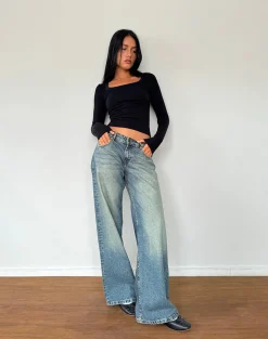 Motel Rocks Basics | Basic Tops-Binlo Extra Long Sleeve Top in Black