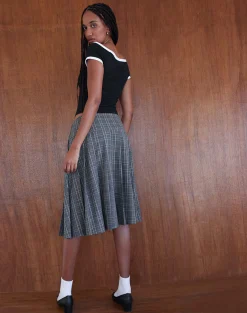 Motel Rocks Basics | Basic Tops-Bitha Crop Top in Black with White Piping BlackwithWhitePiping