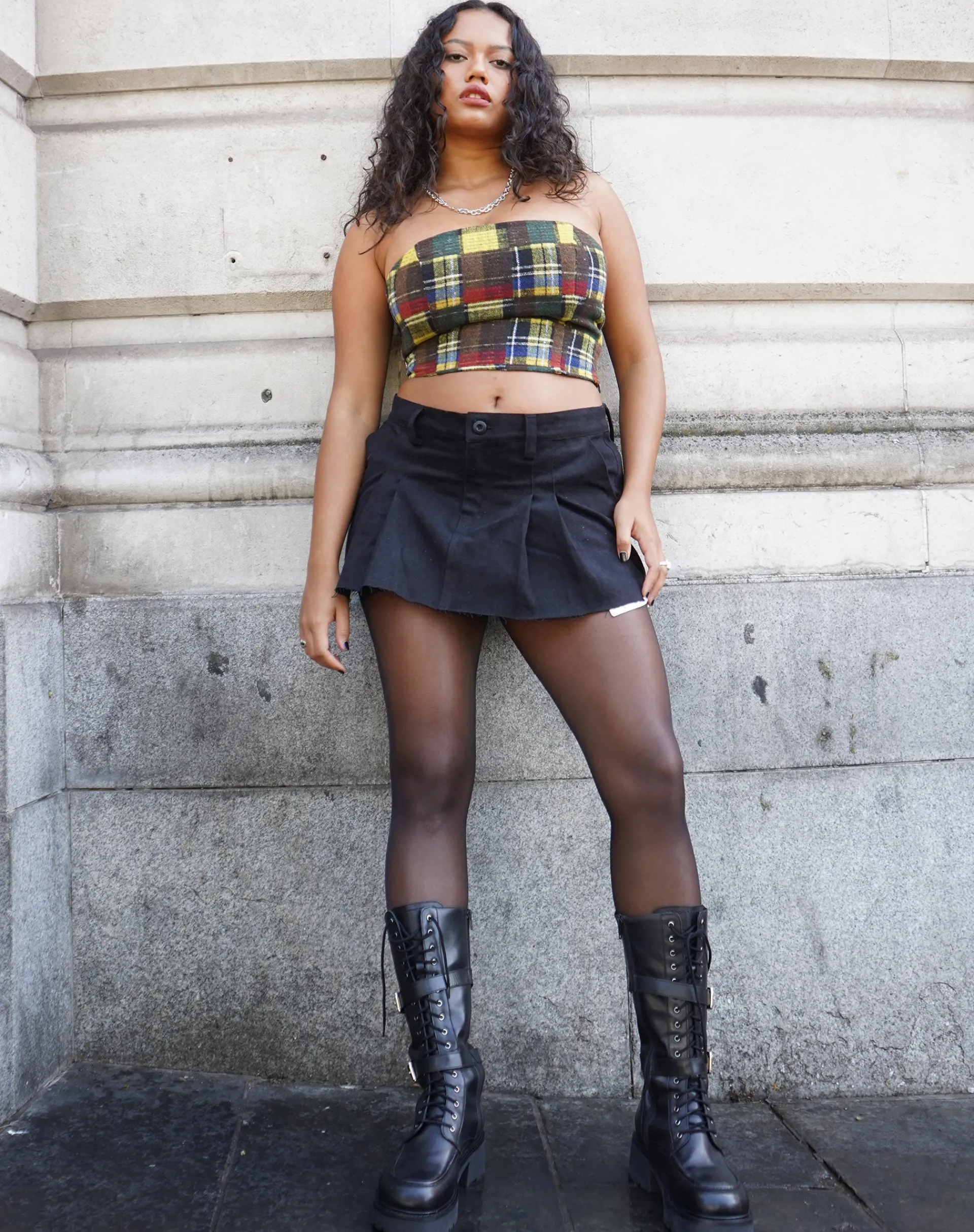 Motel Rocks Mini Skirts-Blythe Low Waisted Mini Skirt in Twill Suede Black