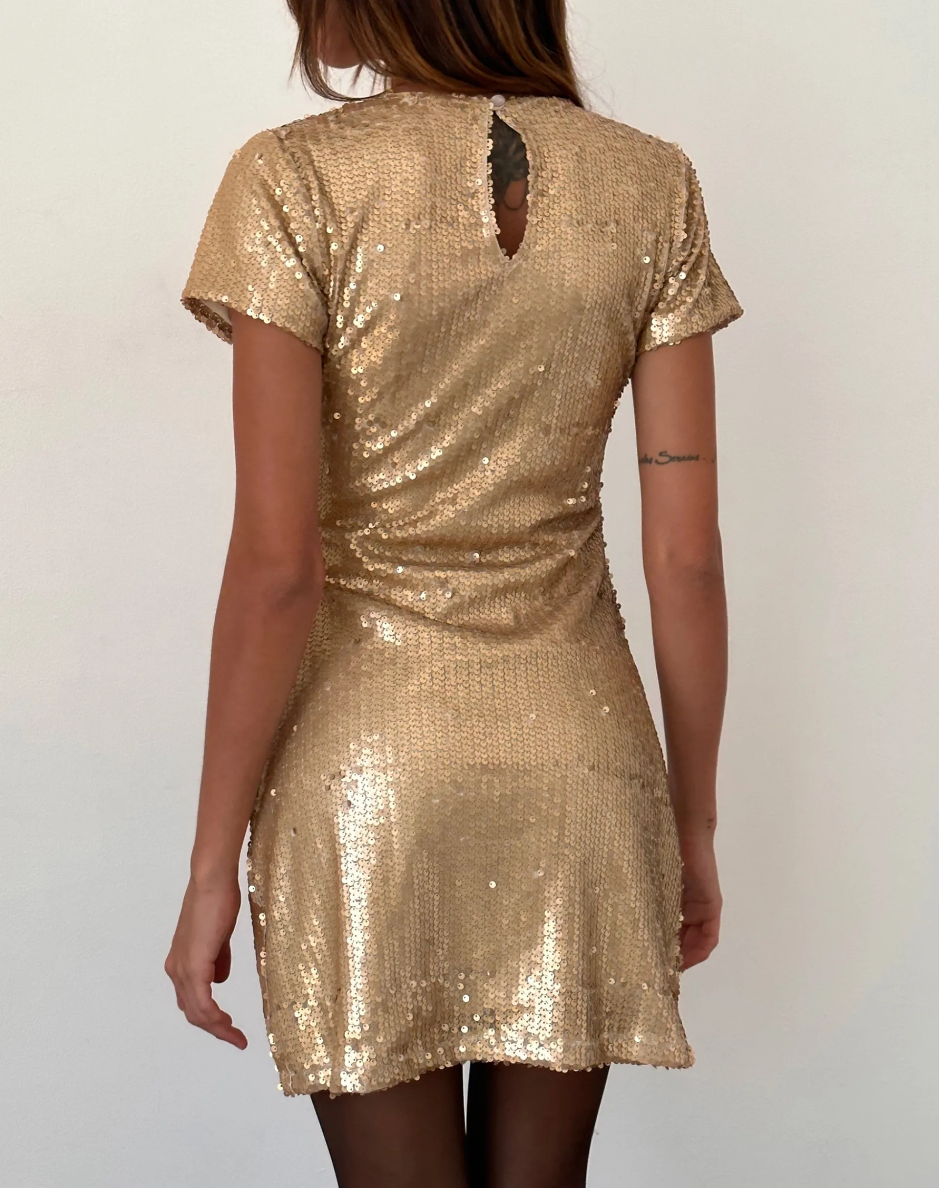 Motel Rocks Bodycon Dresses | Party Dresses-Blythe Mini Dress in Gold Sequin