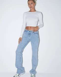 Motel Rocks Basic Tops | Long Sleeve Tops-Bon Long Sleeve Top in Lycra White LycraWhite