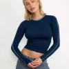 Motel Rocks Basics | Basic Tops-Bonija Long Sleeve Top in Navy Faded Denim NavyFadedDenim