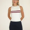 Motel Rocks Vest Tops-Bonisa Vest Top in Ivory with Red Stripes IvorywithRedStripes