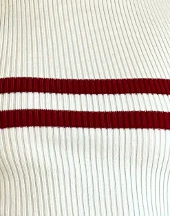 Motel Rocks Vest Tops-Bonisa Vest Top in Ivory with Red Stripes IvorywithRedStripes