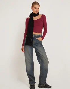 Motel Rocks Basics | Long Sleeve Tops-Bonlo Long Sleeve Top in Plum