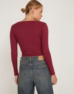 Motel Rocks Basics | Long Sleeve Tops-Bonlo Long Sleeve Top in Plum