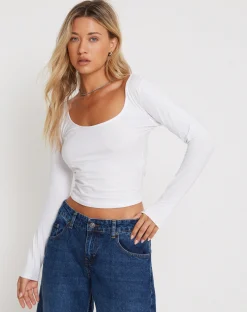 Motel Rocks Basics-Bonlo Long Sleeve Top in White