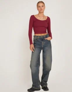Motel Rocks Basics | Long Sleeve Tops-Bonlo Long Sleeve Top in Plum