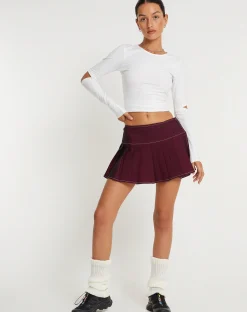 Motel Rocks Basic Tops | Long Sleeve Tops-Bosie Long Sleeve Top in Lycra White LycraWhite