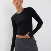 Motel Rocks Long Sleeve Tops-Bouse Long Sleeve Thumbhole Top in Black