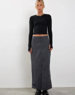 Motel Rocks Long Sleeve Tops-Bouse Long Sleeve Thumbhole Top in Black