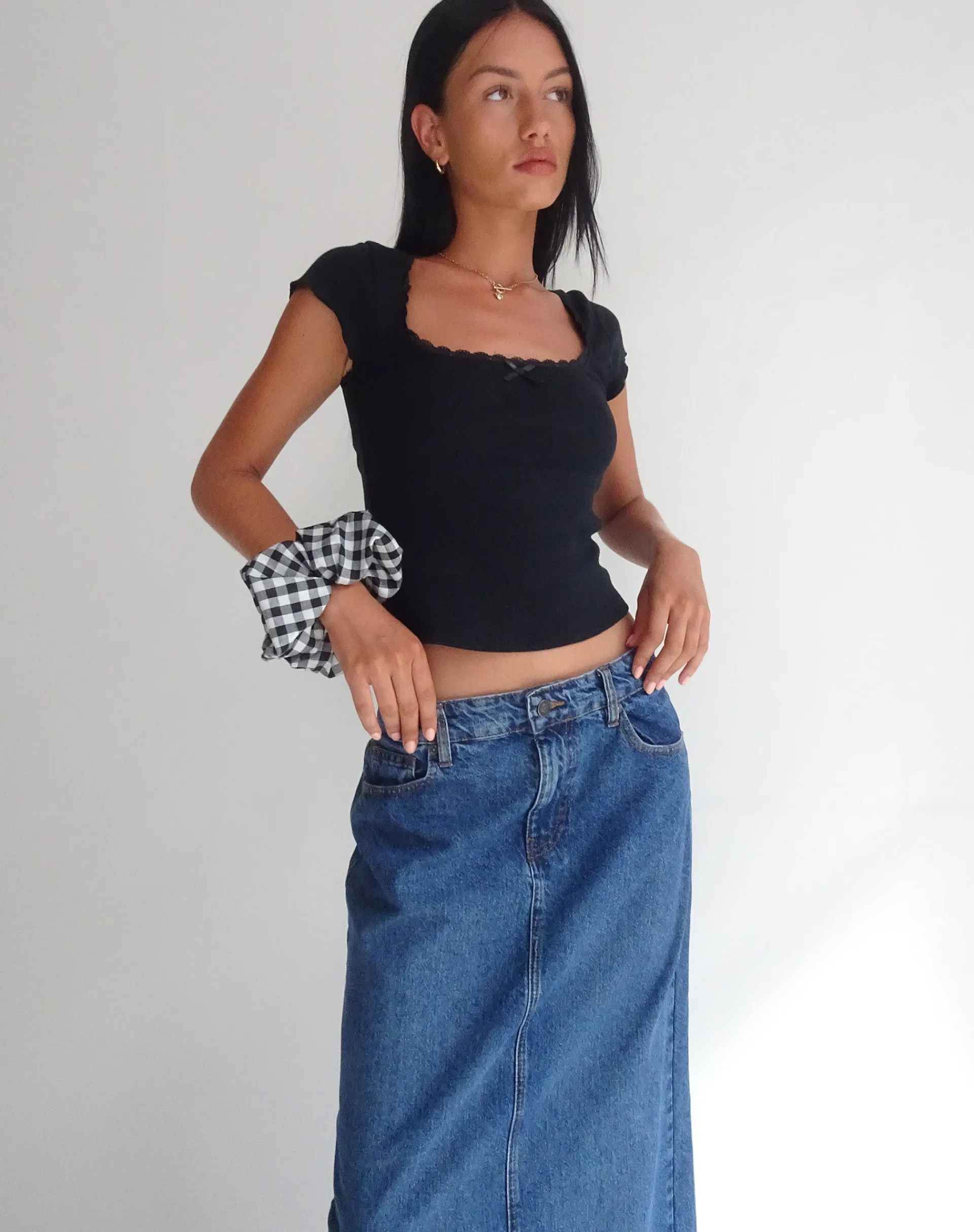Motel Rocks Basics | Basic Tops-Bovillo Cap Sleeve Top in Black Ribbed Jersey BlackRibbedJersey