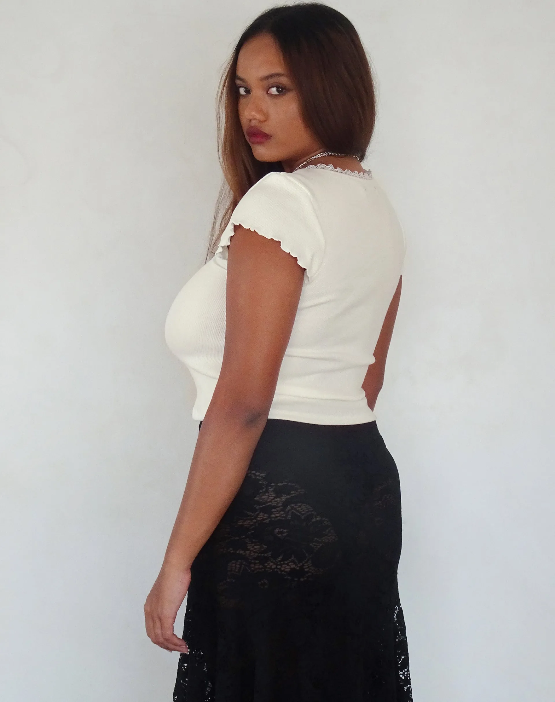 Motel Rocks Printed Tops-Bovillo Cap Sleeve Top in White Rib with Teddy Motif WhiteRibwithTeddyMotif