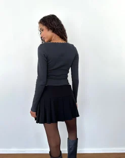 Motel Rocks Basic Tops | Long Sleeve Tops-Bovita Long Sleeve Top in Ocean Storm OceanStorm