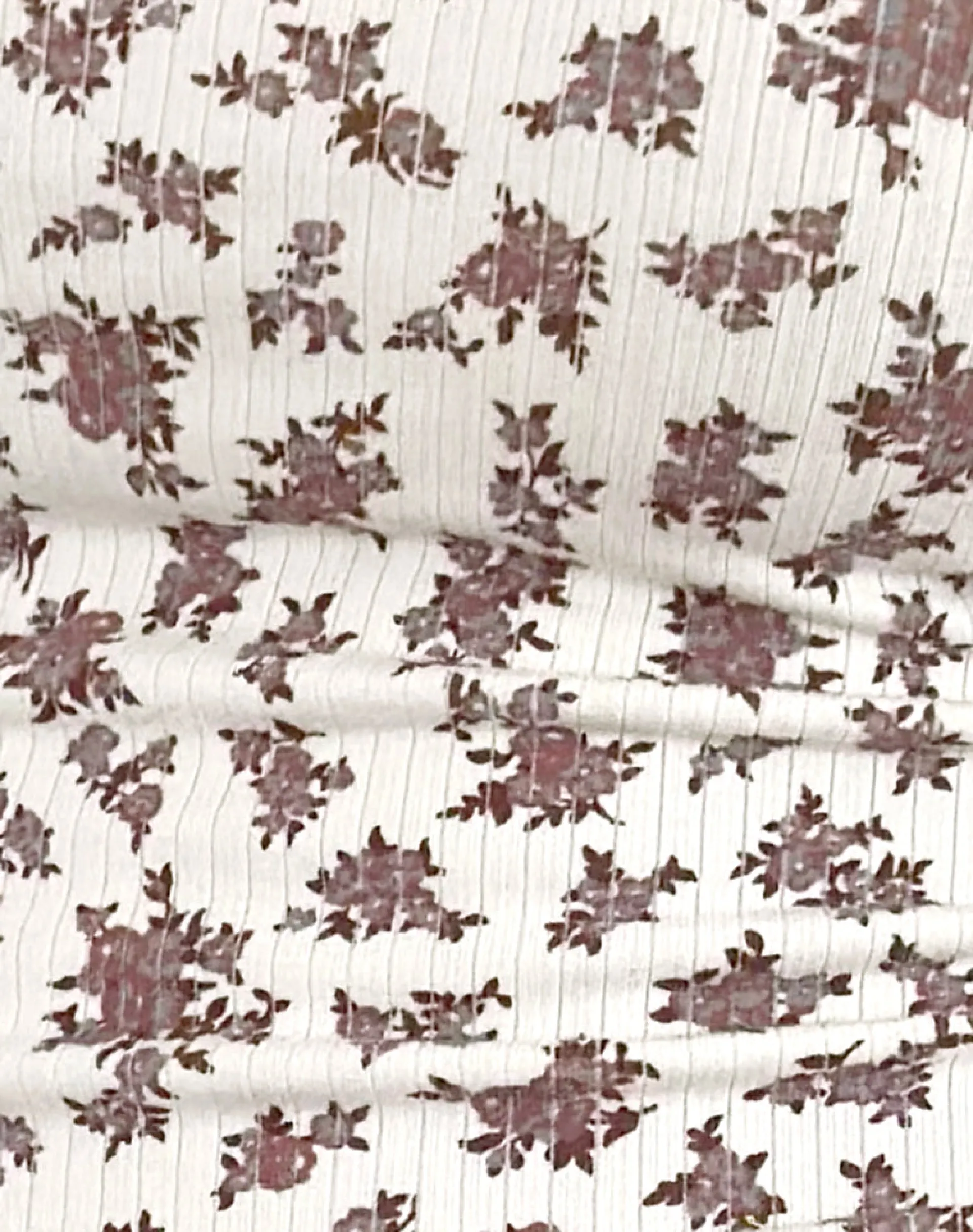 Motel Rocks Underwear | Loungewear-Bovita Ribbed Long Sleeve Top in Ditsy Floral Cream DitsyFloralCream