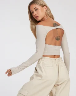 Motel Rocks Basics | Basic Tops-Brandy Long Sleeve Top in Coconut Milk CoconutMilk