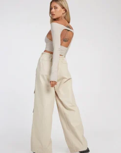 Motel Rocks Basics | Basic Tops-Brandy Long Sleeve Top in Coconut Milk CoconutMilk