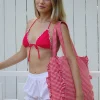 Motel Rocks Swimwear-Brie Frill Tote Bag in Red Gingham