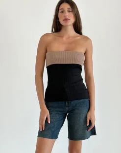 Motel Rocks Basics | Basic Tops-Brylee Tube Top in Knit Black KnitBlack