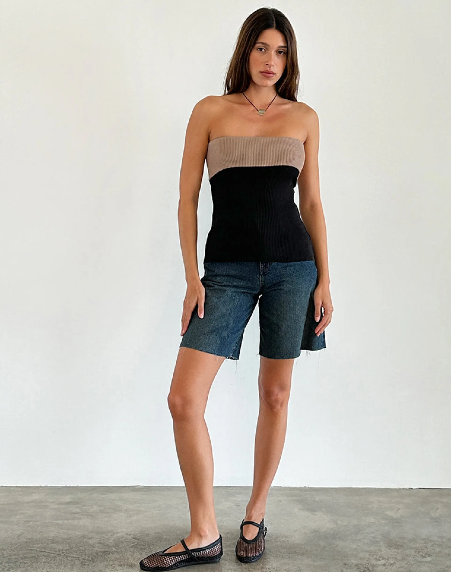 Motel Rocks Basics | Basic Tops-Brylee Tube Top in Knit Black KnitBlack