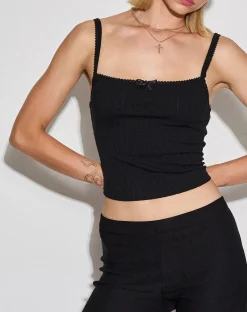 Motel Rocks Strappy Tops-Brynn Cami Top in Black