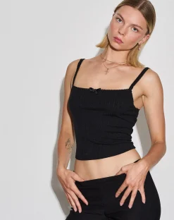 Motel Rocks Strappy Tops-Brynn Cami Top in Black