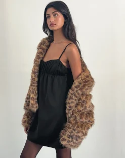 Motel Rocks Day Dresses | Little Black Dresses-Cadenza Square Neck Slip Mini Dress in Black