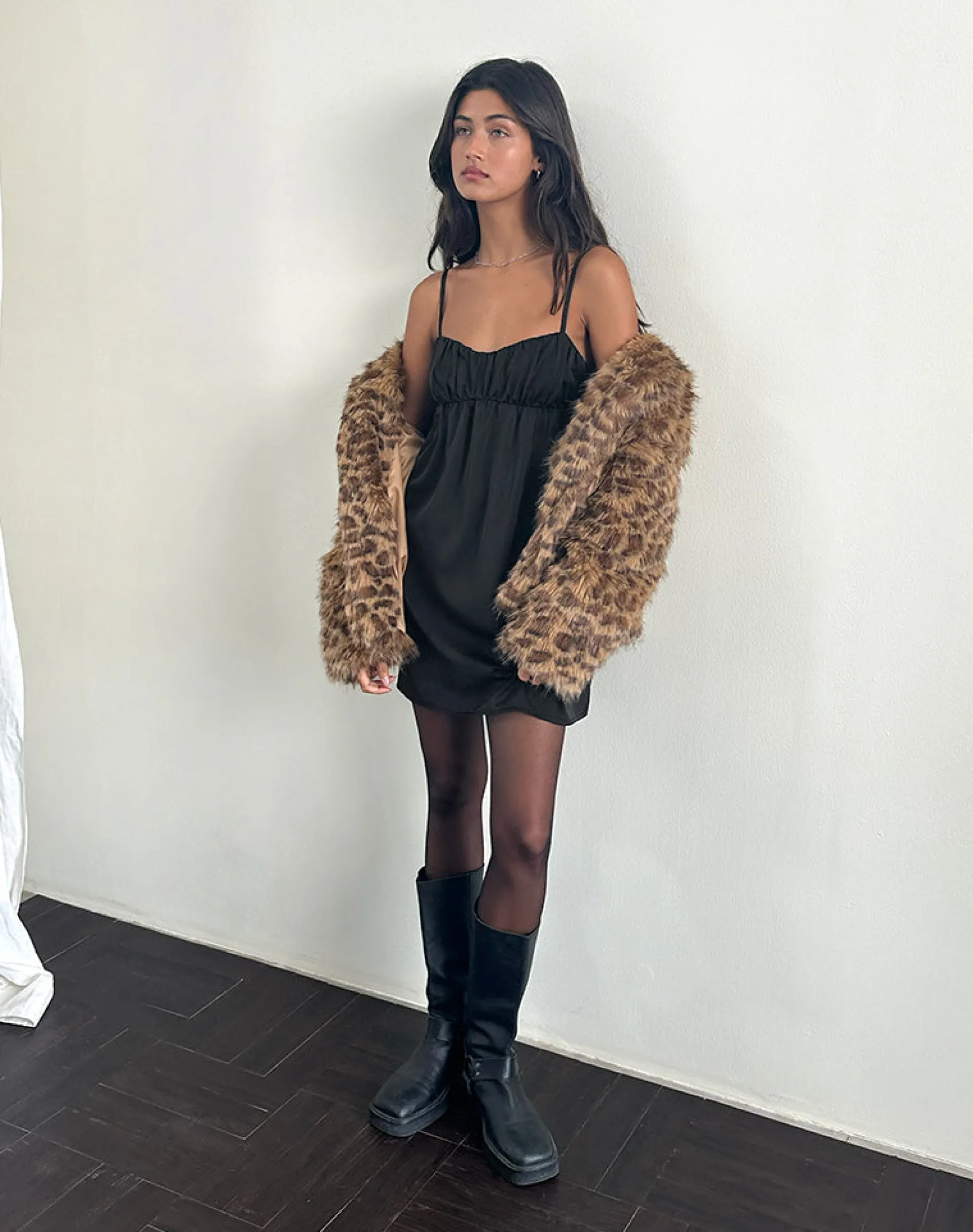 Motel Rocks Day Dresses | Little Black Dresses-Cadenza Square Neck Slip Mini Dress in Black