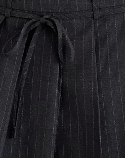 Motel Rocks Tailoring | Pleated Skirts-Calina Pleated Mini Skirt in Black Pinstripe