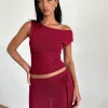 Motel Rocks Going Out Tops-Calypso Top in Sheer Knit Red SheerKnitRed