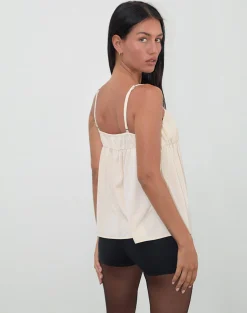 Motel Rocks Strappy Tops | Going Out Tops-Camden Longline Cami Top in Satin Ivory