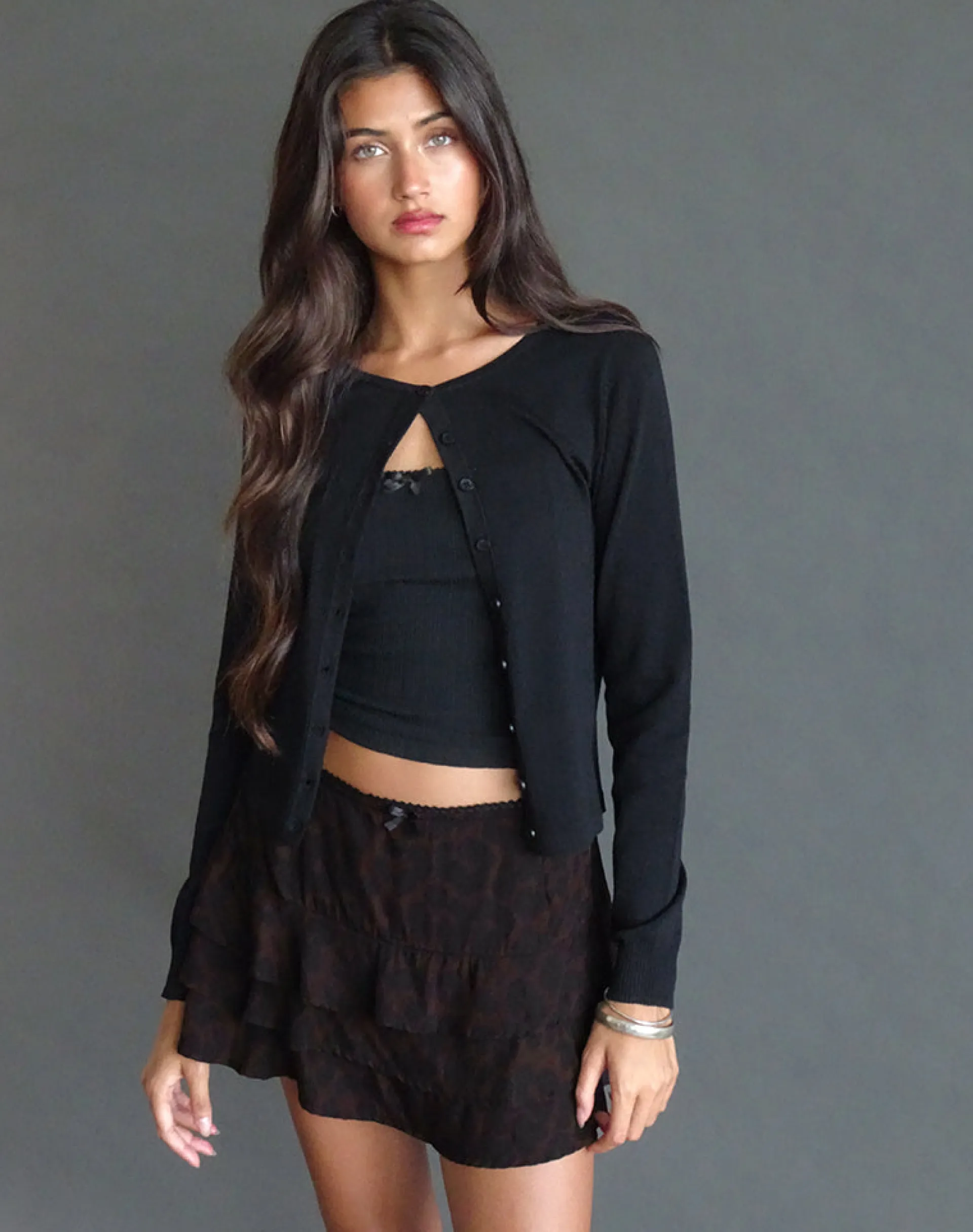 Motel Rocks Mini Skirts-Camigi Mini Skirt in Brown Jaguar Print BrownJaguarPrint